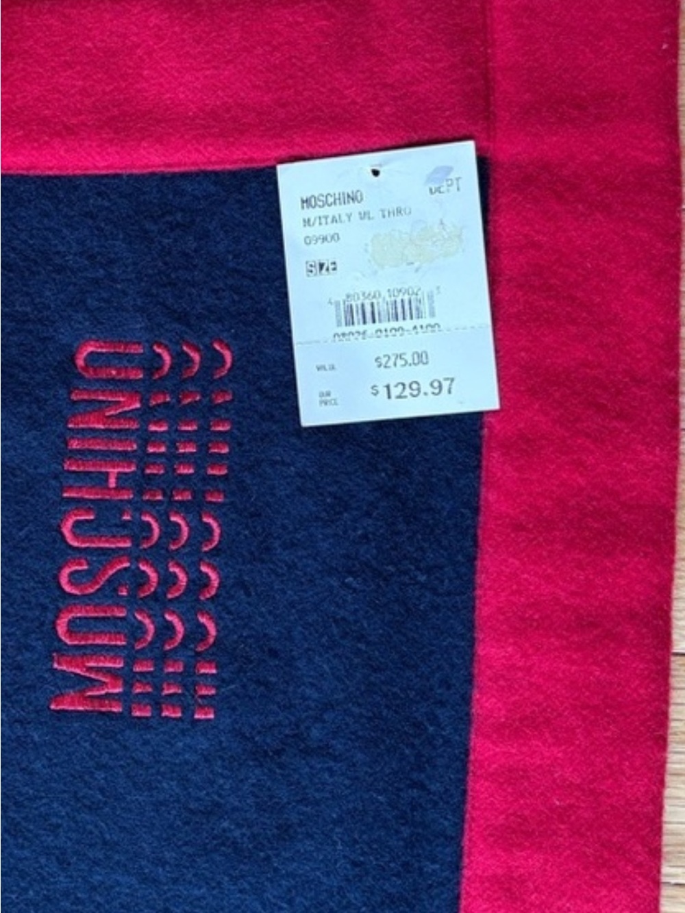 Moschino Throw Blanket 100% Lambswool Made in Italy